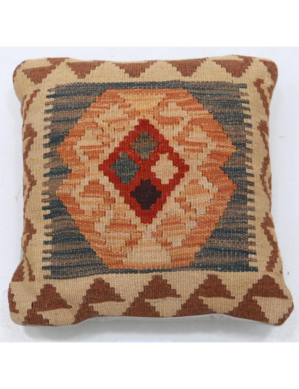 Hand Woven Tribal Multi Color Geometric Wool Pillow - 1&#39;5&#39;&#39; x 1&#39;5&#39;&#39; Arteverk Arteverk Rugs