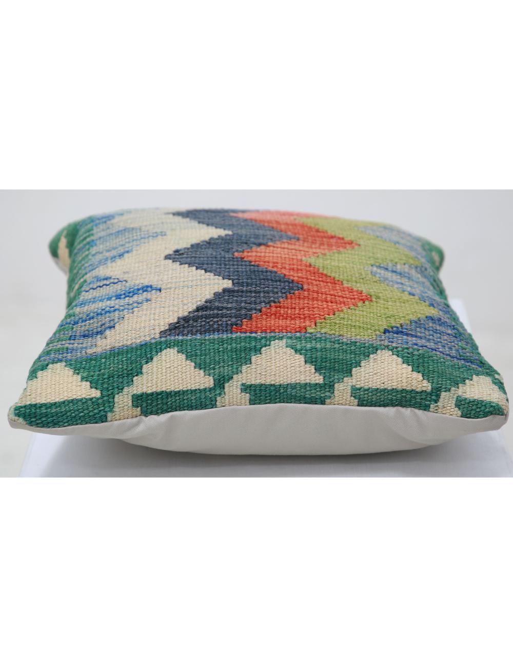 Hand Woven Tribal Multi Color Geometric Wool Pillow - 1'5'' x 1'5'' Arteverk Arteverk Rugs