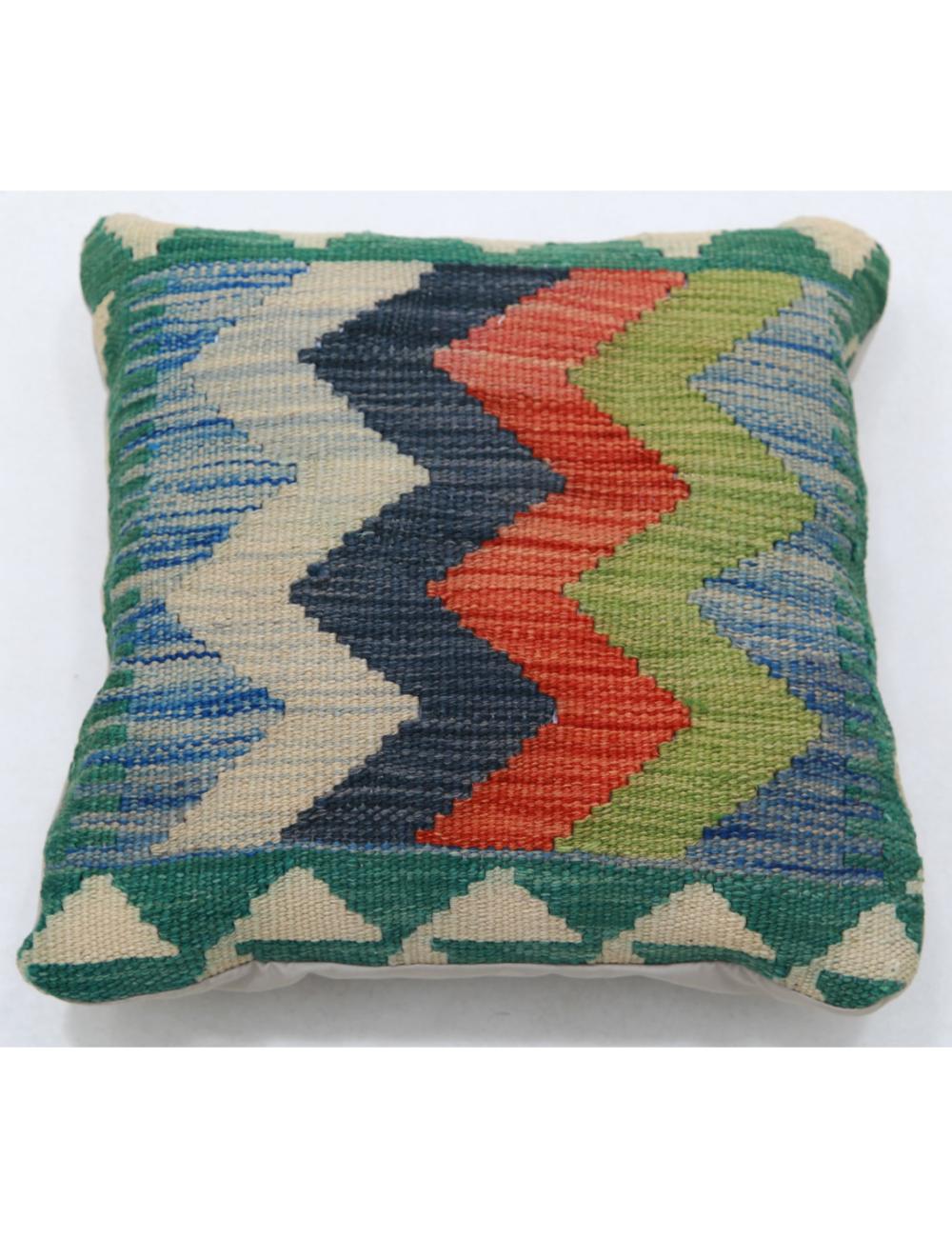 Hand Woven Tribal Multi Color Geometric Wool Pillow - 1&#39;5&#39;&#39; x 1&#39;5&#39;&#39; Arteverk Arteverk Rugs