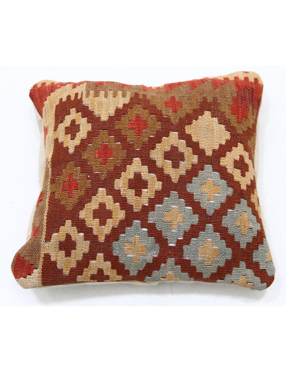 Hand Woven Tribal Multi Color Geometric Wool Pillow - 1'5'' x 1'5'' Arteverk Arteverk Rugs