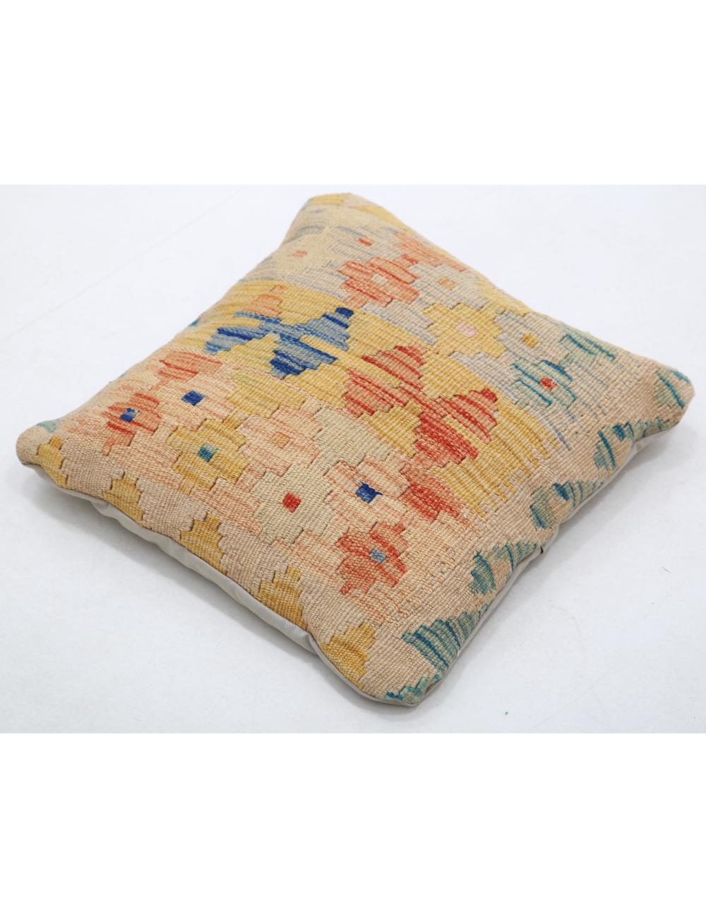 Hand Woven Tribal Multi Color Geometric Wool Pillow - 1'5'' x 1'5'' Arteverk Arteverk Rugs