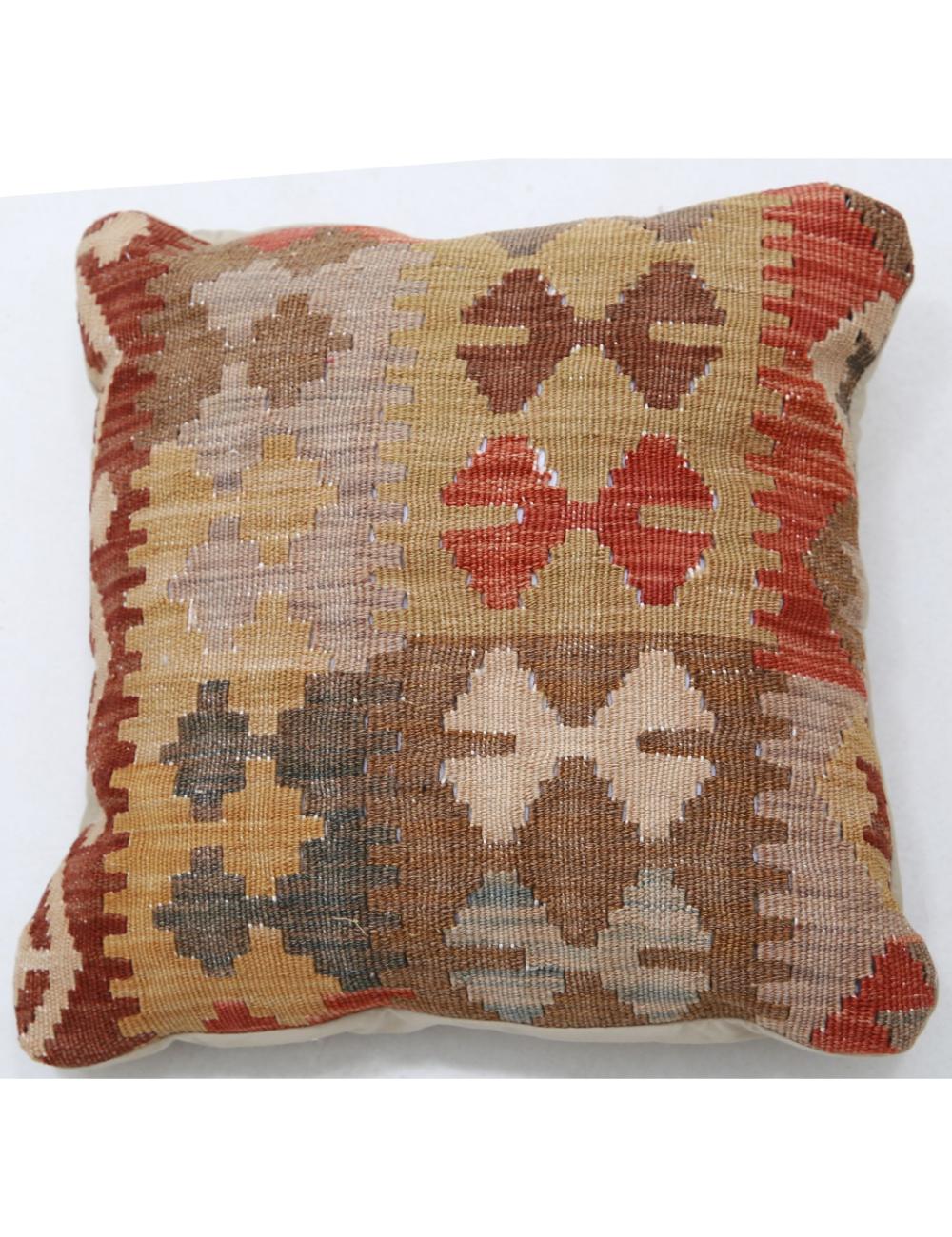 Hand Woven Tribal Multi Color Geometric Wool Pillow - 1'5'' x 1'5'' Arteverk Arteverk Rugs