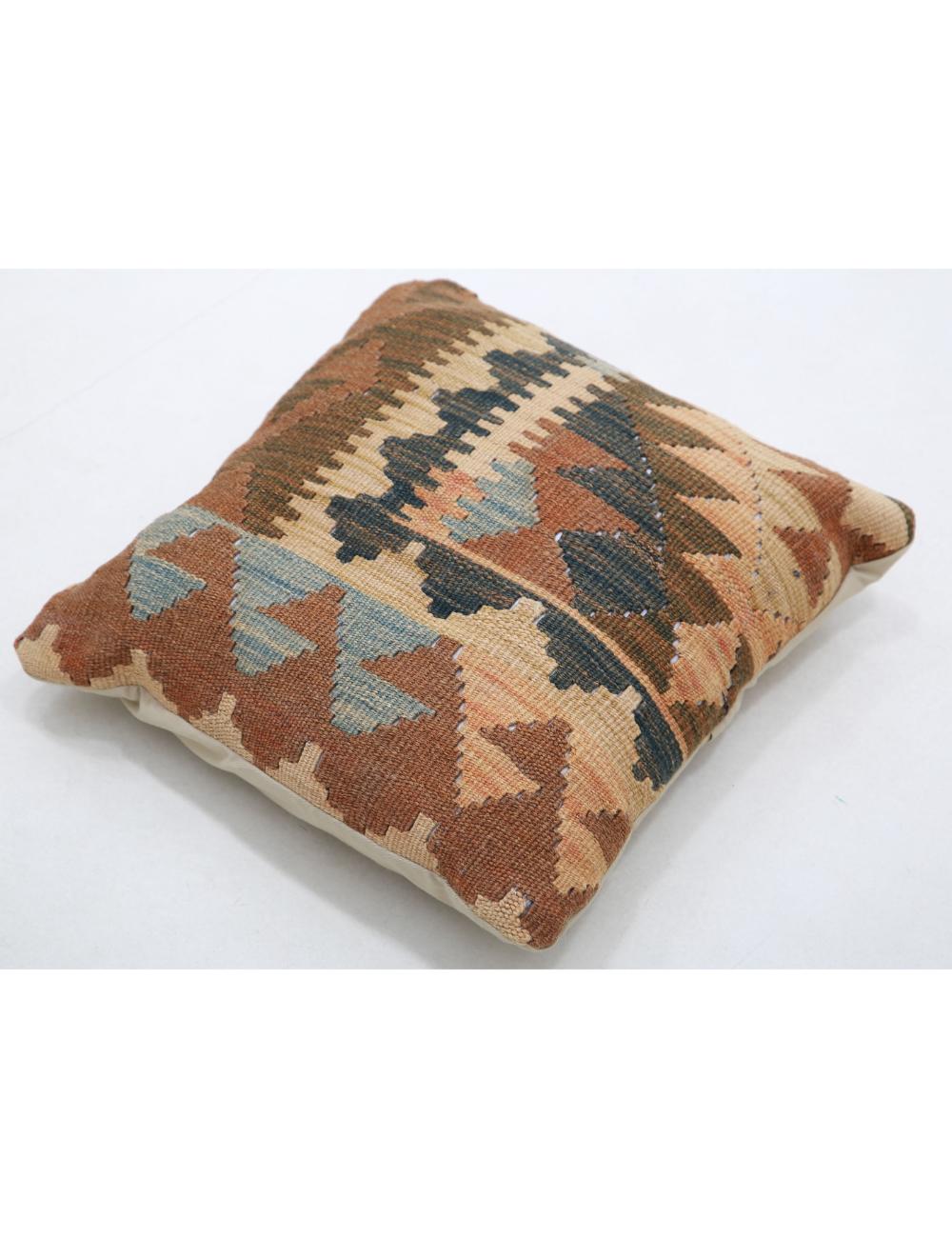 Hand Woven Tribal Multi Color Geometric Wool Pillow - 1'5'' x 1'5'' Arteverk Arteverk Rugs