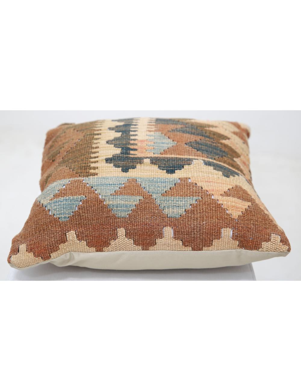 Hand Woven Tribal Multi Color Geometric Wool Pillow - 1'5'' x 1'5'' Arteverk Arteverk Rugs