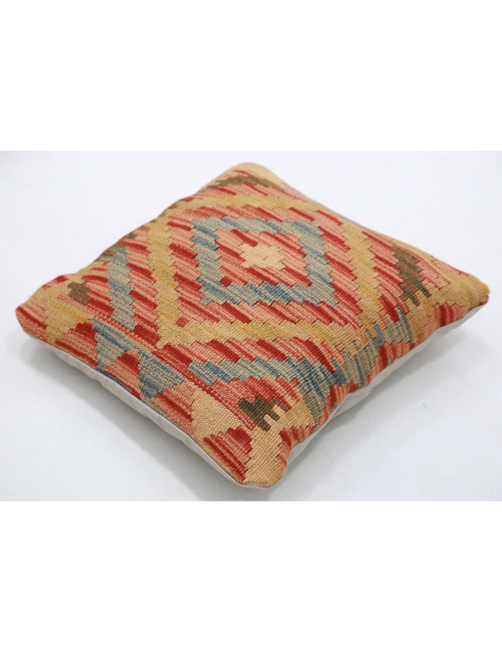 Hand Woven Tribal Multi Color Geometric Wool Pillow - 1'5'' x 1'5'' Arteverk Arteverk Rugs