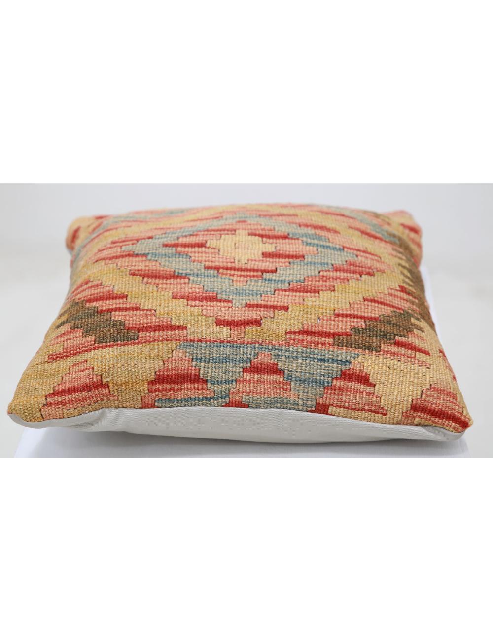 Hand Woven Tribal Multi Color Geometric Wool Pillow - 1'5'' x 1'5'' Arteverk Arteverk Rugs