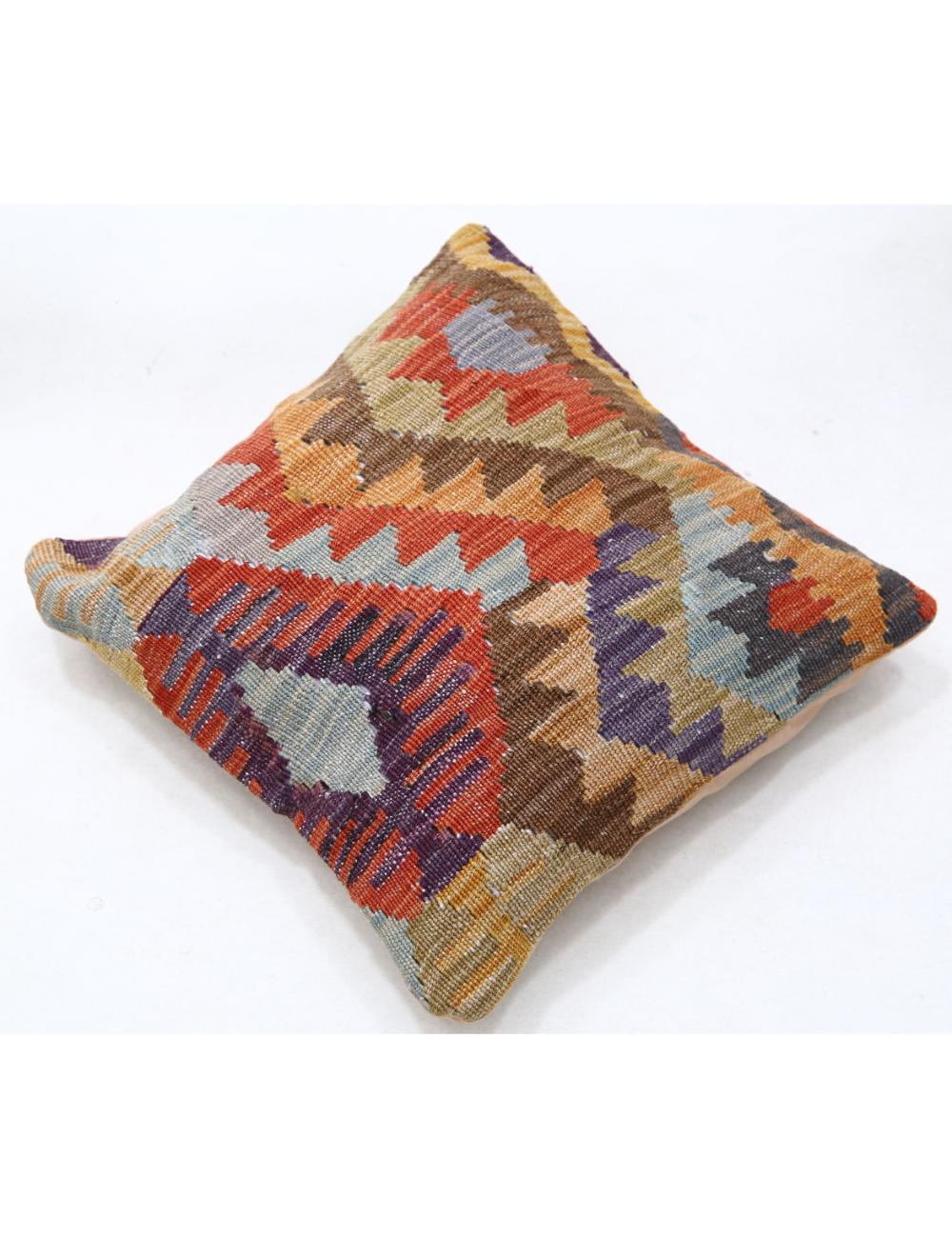 Hand Woven Tribal Multi Color Geometric Wool Pillow - 1'5'' x 1'5'' Arteverk Arteverk Rugs