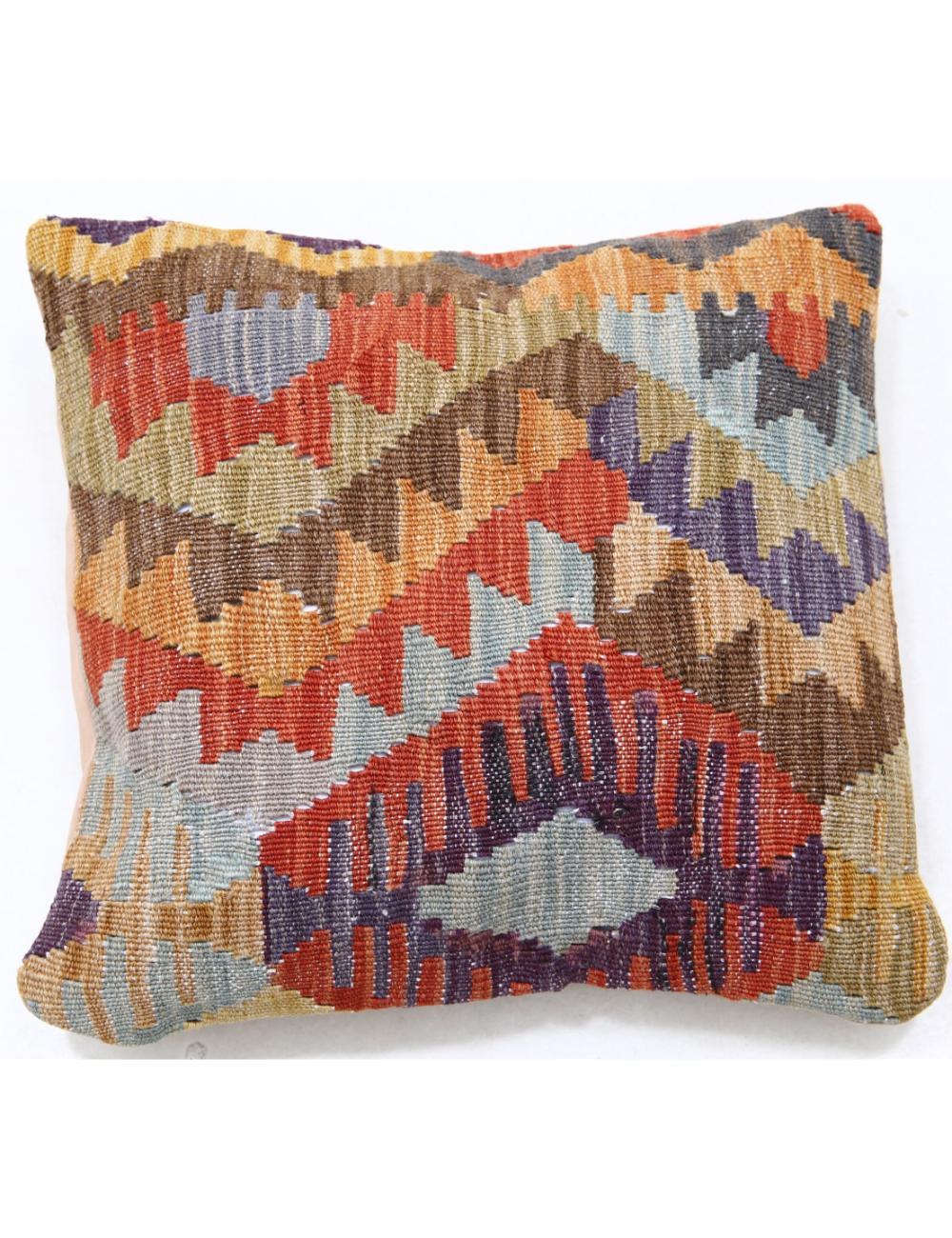 Hand Woven Tribal Multi Color Geometric Wool Pillow - 1&#39;5&#39;&#39; x 1&#39;5&#39;&#39; Arteverk Arteverk Rugs