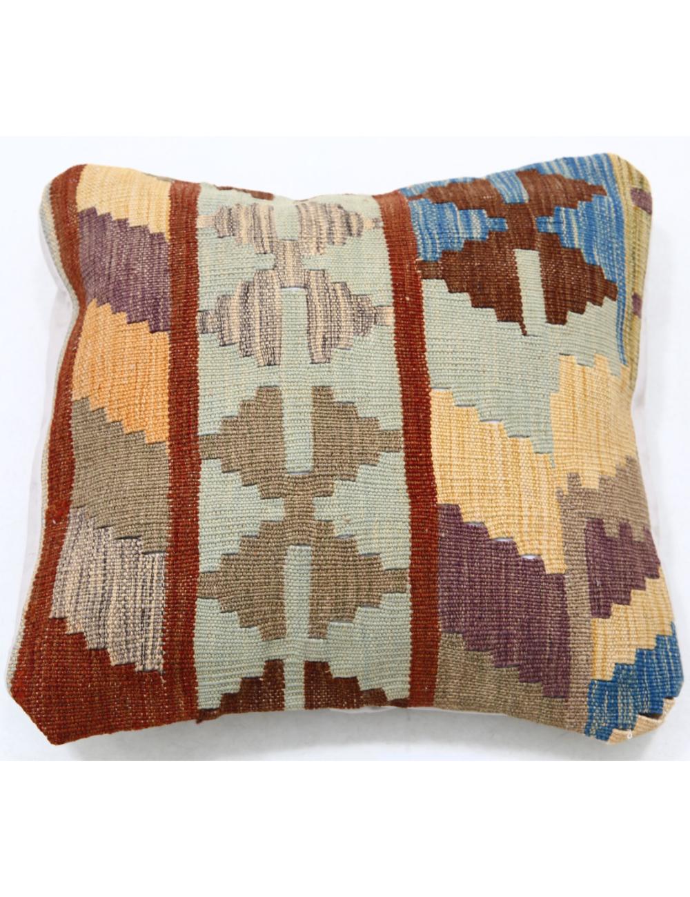 Hand Woven Tribal Multi Color Geometric Wool Pillow - 1&#39;5&#39;&#39; x 1&#39;5&#39;&#39; Arteverk Arteverk Rugs