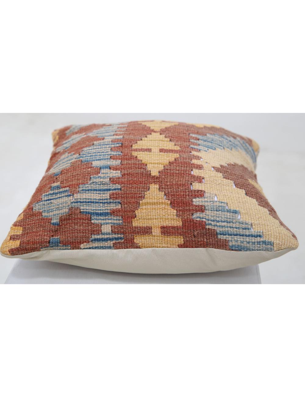 Hand Woven Tribal Multi Color Geometric Wool Pillow - 1'5'' x 1'5'' Arteverk Arteverk Rugs