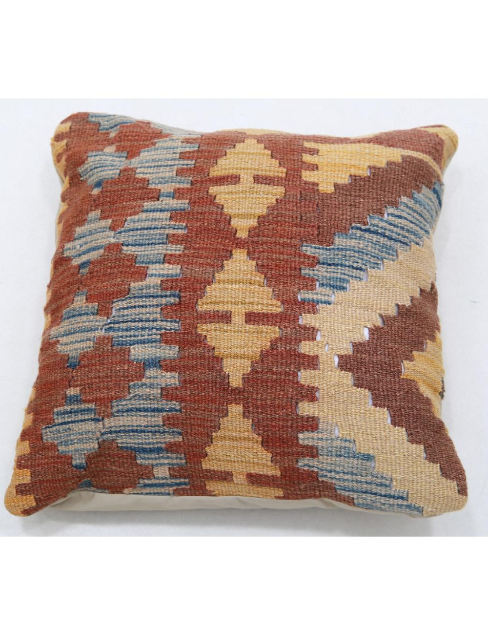 Hand Woven Tribal Multi Color Geometric Wool Pillow - 1&#39;5&#39;&#39; x 1&#39;5&#39;&#39; Arteverk Arteverk Rugs