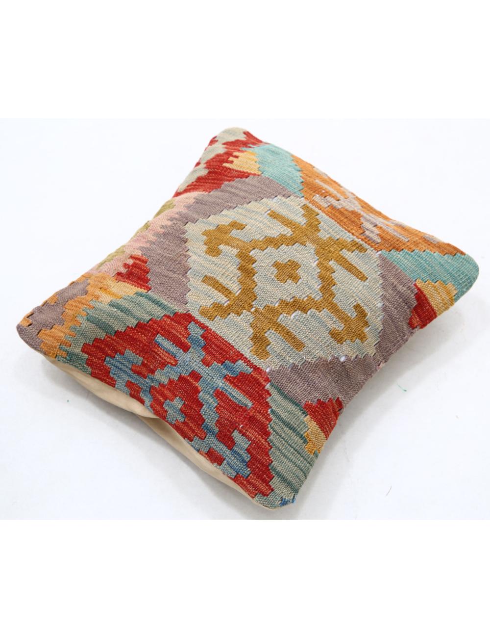 Hand Woven Tribal Multi Color Geometric Wool Pillow - 1'5'' x 1'5'' Arteverk Arteverk Rugs