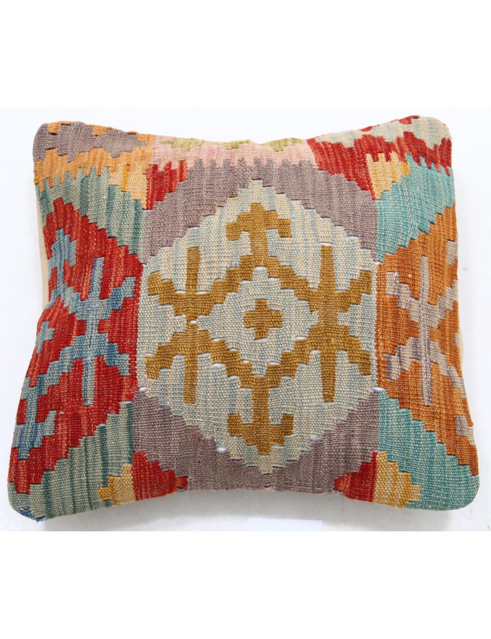 Hand Woven Tribal Multi Color Geometric Wool Pillow - 1&#39;5&#39;&#39; x 1&#39;5&#39;&#39; Arteverk Arteverk Rugs