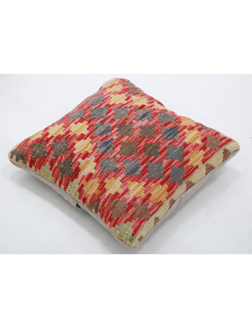 Hand Woven Tribal Multi Color Geometric Wool Pillow - 1'5'' x 1'5'' Arteverk Arteverk Rugs