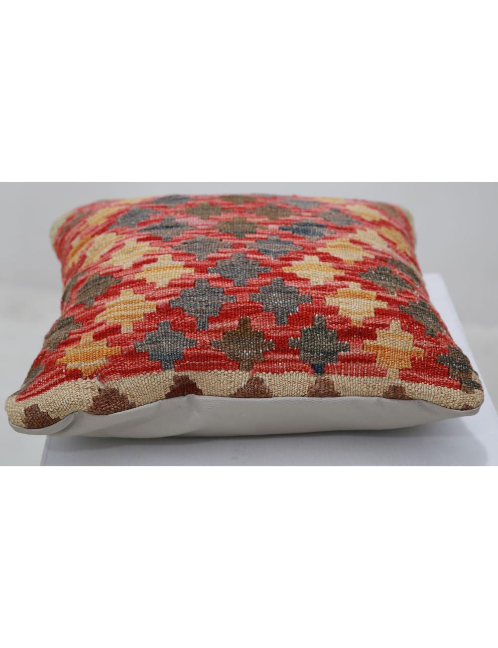 Hand Woven Tribal Multi Color Geometric Wool Pillow - 1'5'' x 1'5'' Arteverk Arteverk Rugs