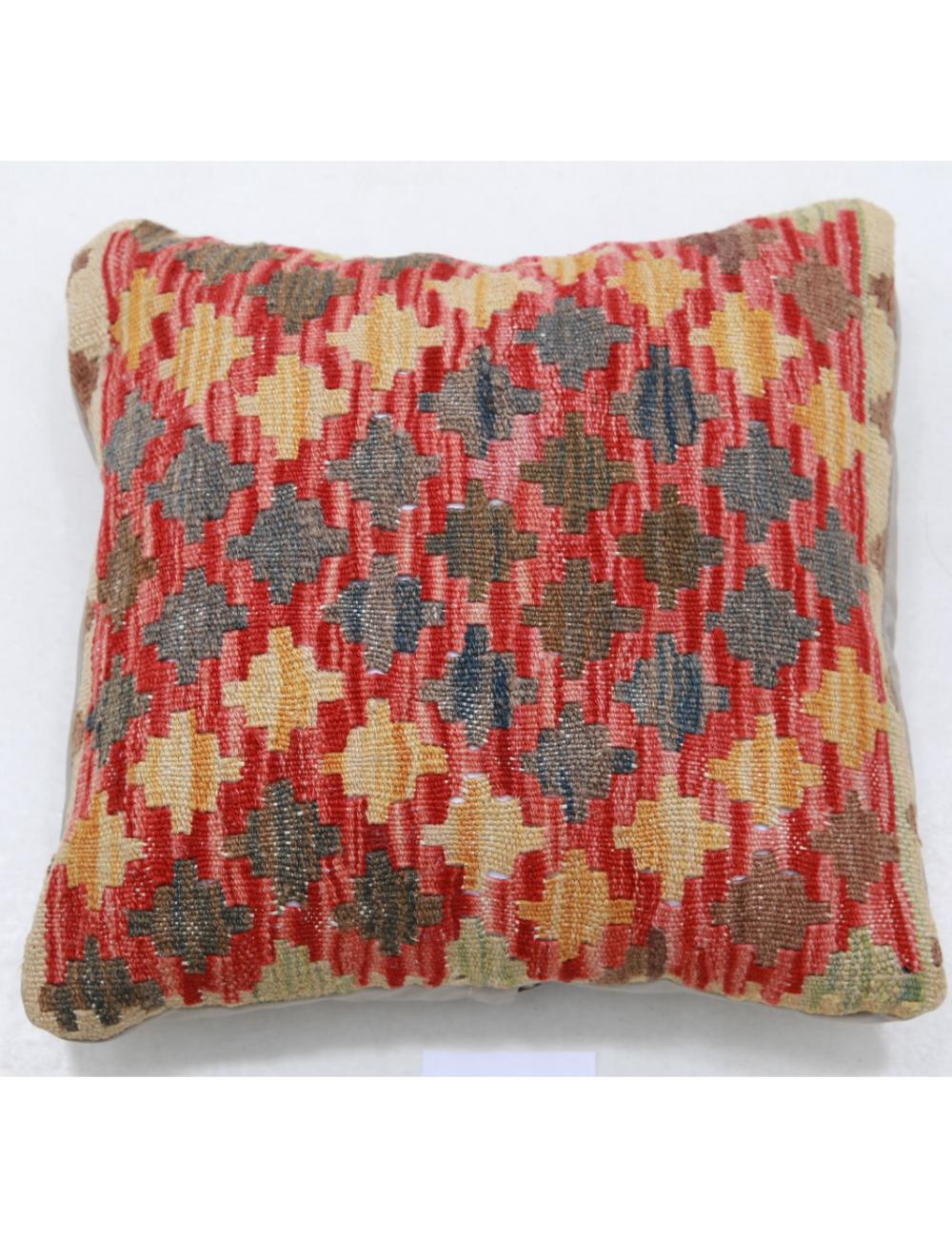 Hand Woven Tribal Multi Color Geometric Wool Pillow - 1&#39;5&#39;&#39; x 1&#39;5&#39;&#39; Arteverk Arteverk Rugs