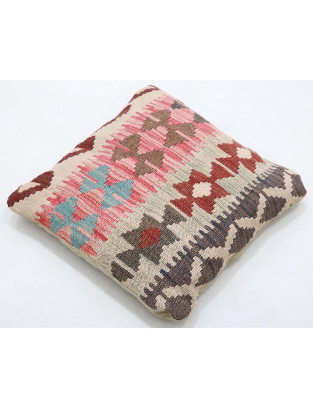 Hand Woven Tribal Multi Color Geometric Wool Pillow - 1'5'' x 1'5'' Arteverk Arteverk Rugs