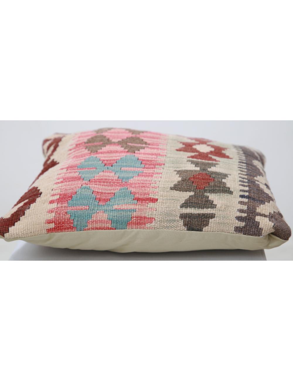 Hand Woven Tribal Multi Color Geometric Wool Pillow - 1'5'' x 1'5'' Arteverk Arteverk Rugs