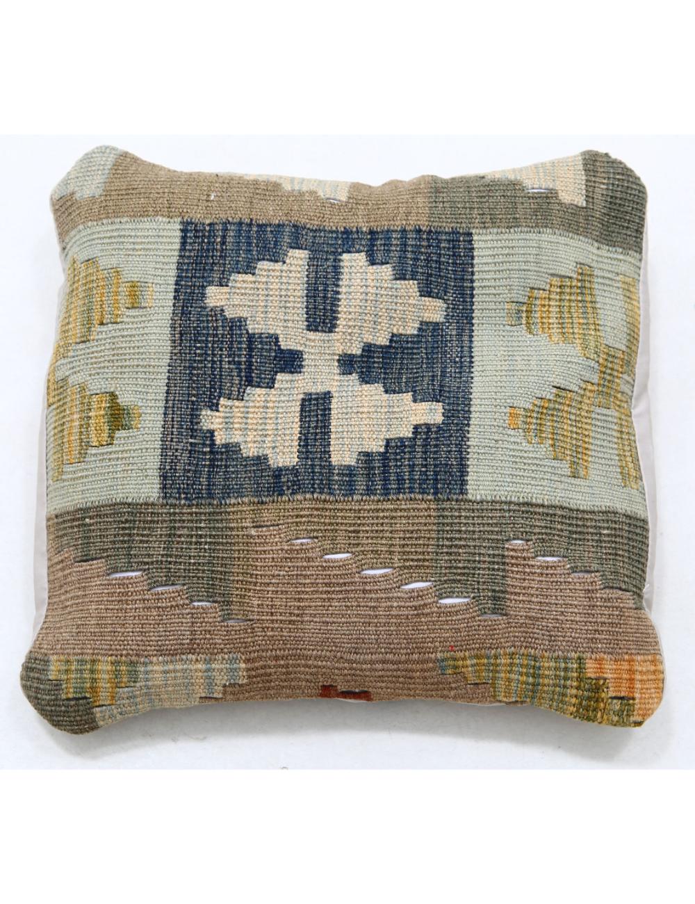 Hand Woven Tribal Multi Color Geometric Wool Pillow - 1'5'' x 1'5'' Arteverk Arteverk Rugs