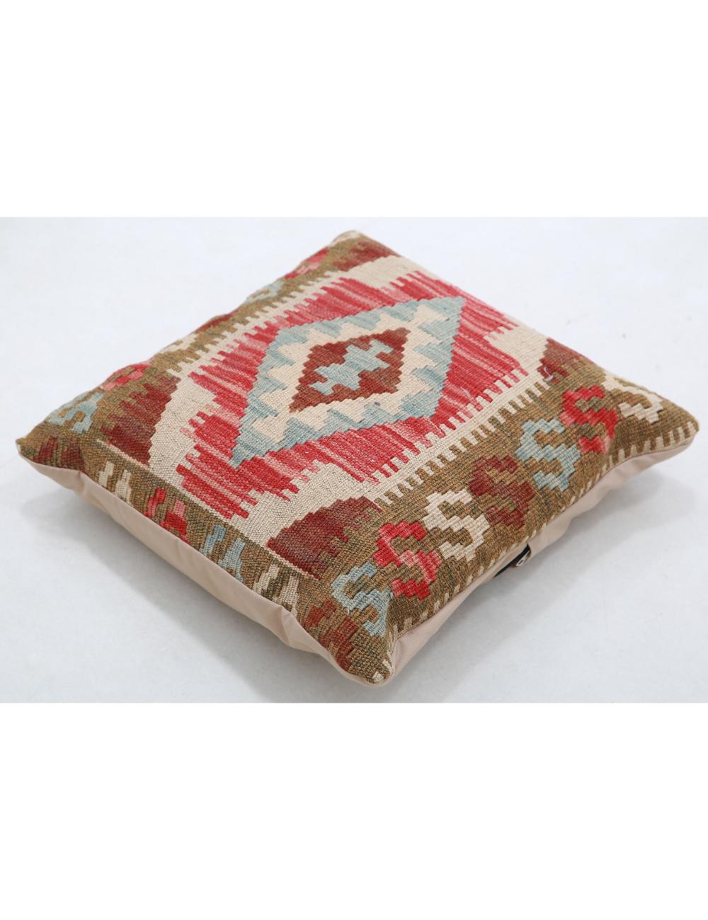 Hand Woven Tribal Multi Color Geometric Wool Pillow - 1'5'' x 1'5'' Arteverk Arteverk Rugs