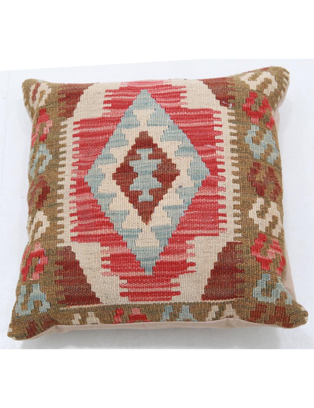 Hand Woven Tribal Multi Color Geometric Wool Pillow - 1&#39;5&#39;&#39; x 1&#39;5&#39;&#39; Arteverk Arteverk Rugs