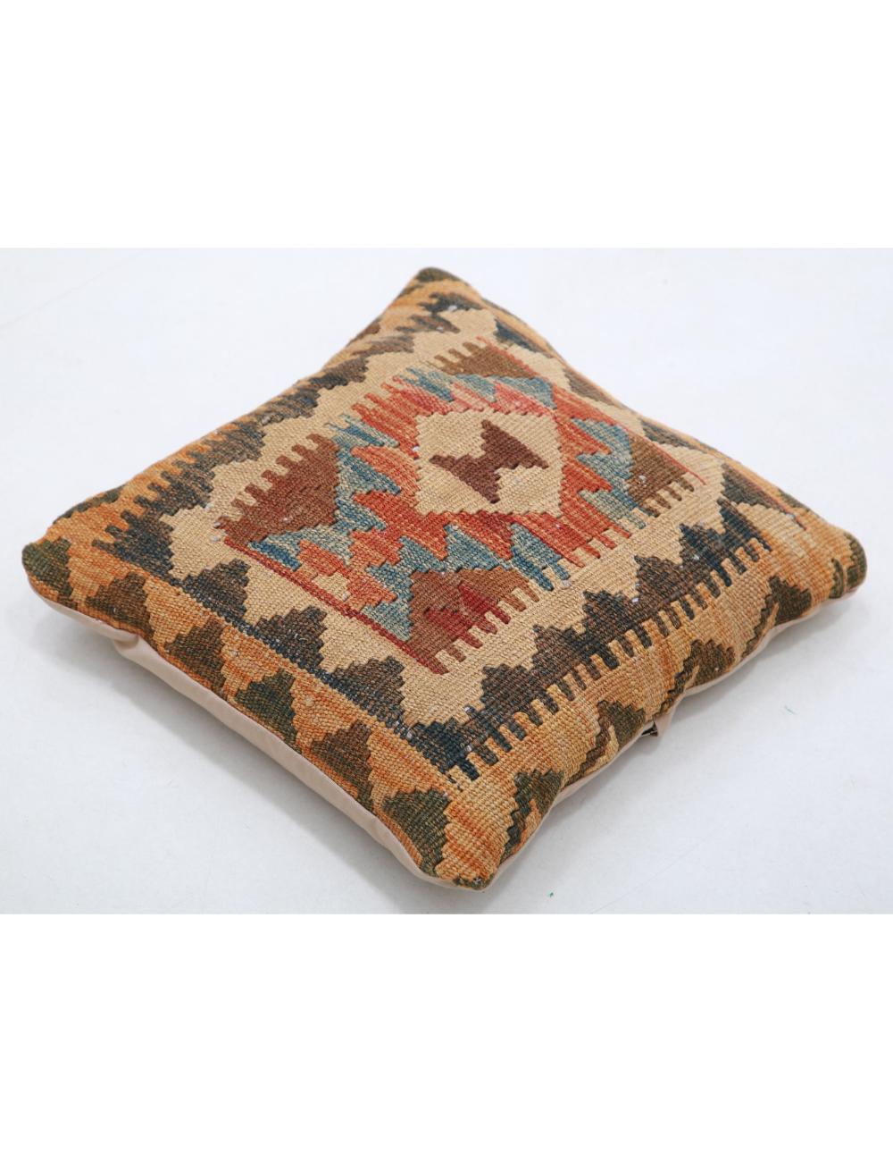 Hand Woven Tribal Multi Color Geometric Wool Pillow - 1'5'' x 1'5'' Arteverk Arteverk Rugs