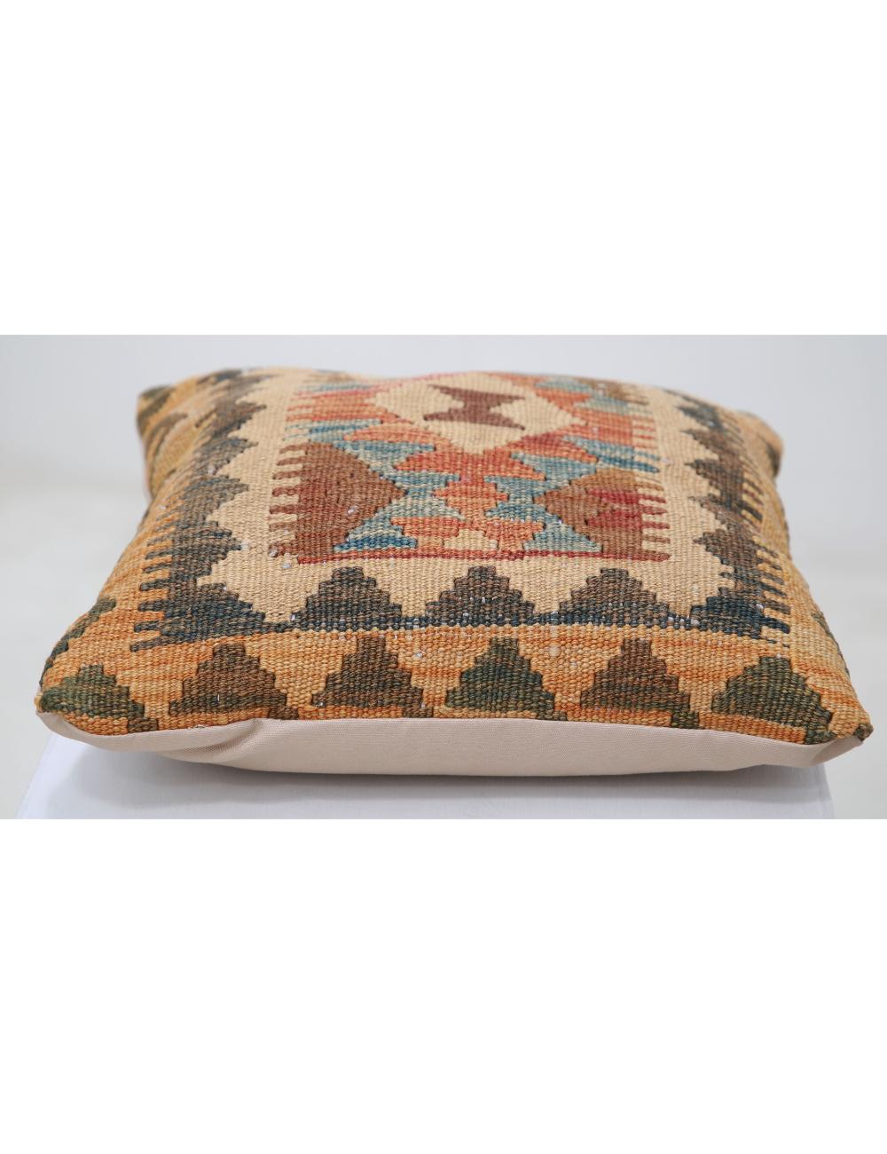 Hand Woven Tribal Multi Color Geometric Wool Pillow - 1'5'' x 1'5'' Arteverk Arteverk Rugs