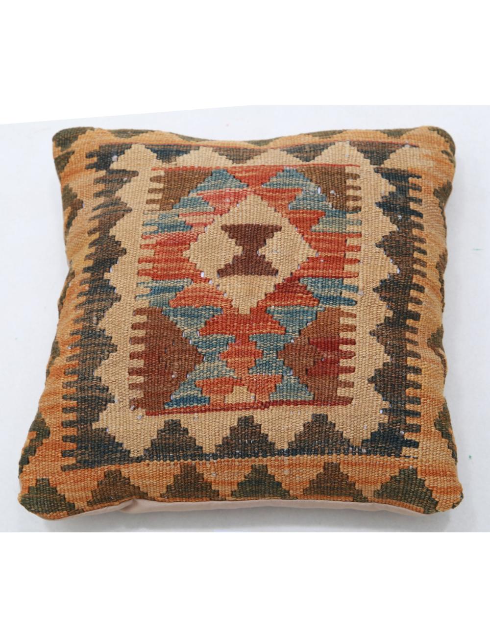 Hand Woven Tribal Multi Color Geometric Wool Pillow - 1&#39;5&#39;&#39; x 1&#39;5&#39;&#39; Arteverk Arteverk Rugs