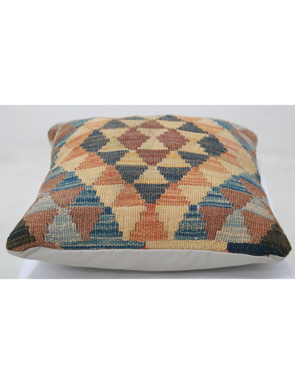 Hand Woven Tribal Multi Color Geometric Wool Pillow - 1'5'' x 1'5'' Arteverk Arteverk Rugs