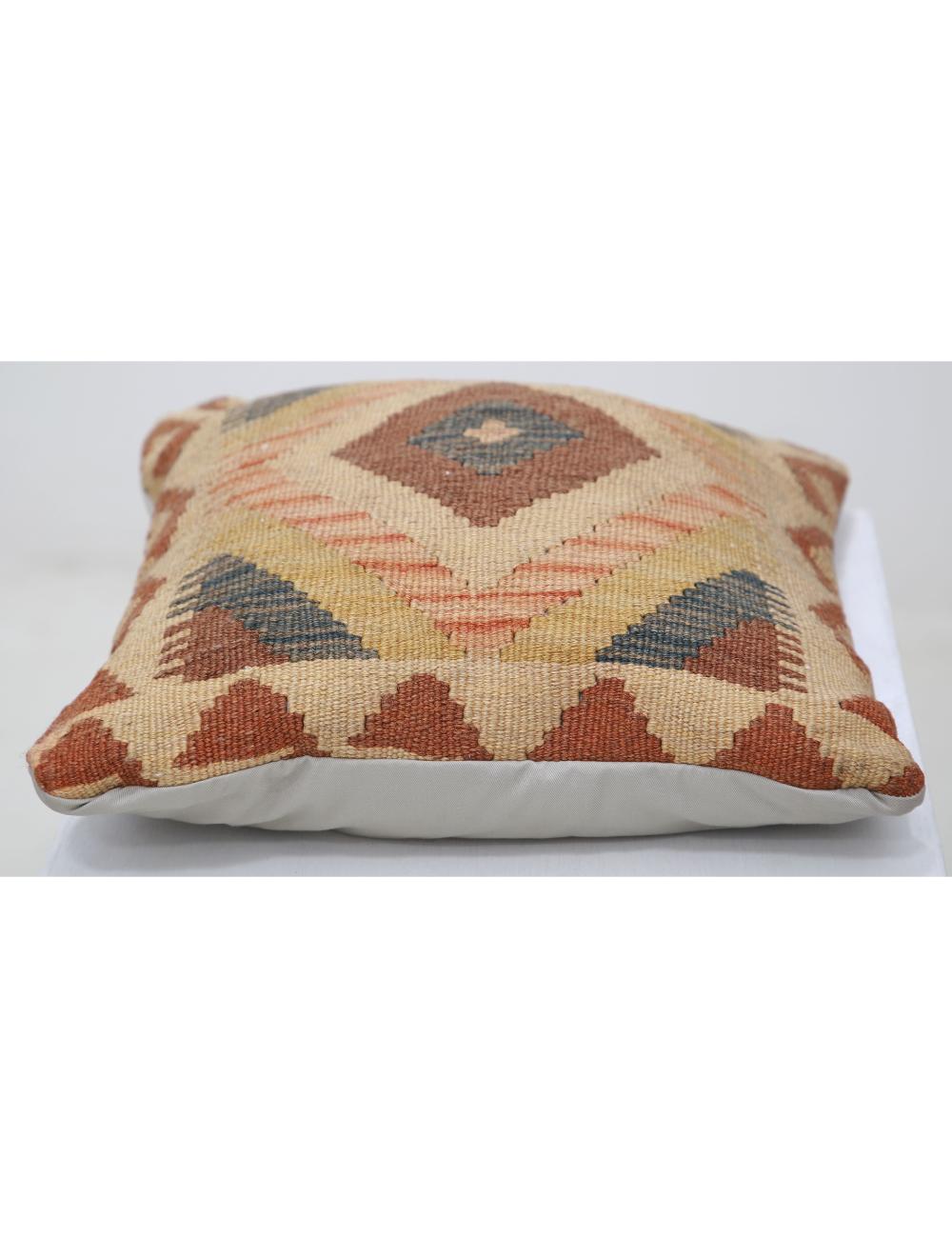 Hand Woven Tribal Multi Color Geometric Wool Pillow - 1'5'' x 1'5'' Arteverk Arteverk Rugs