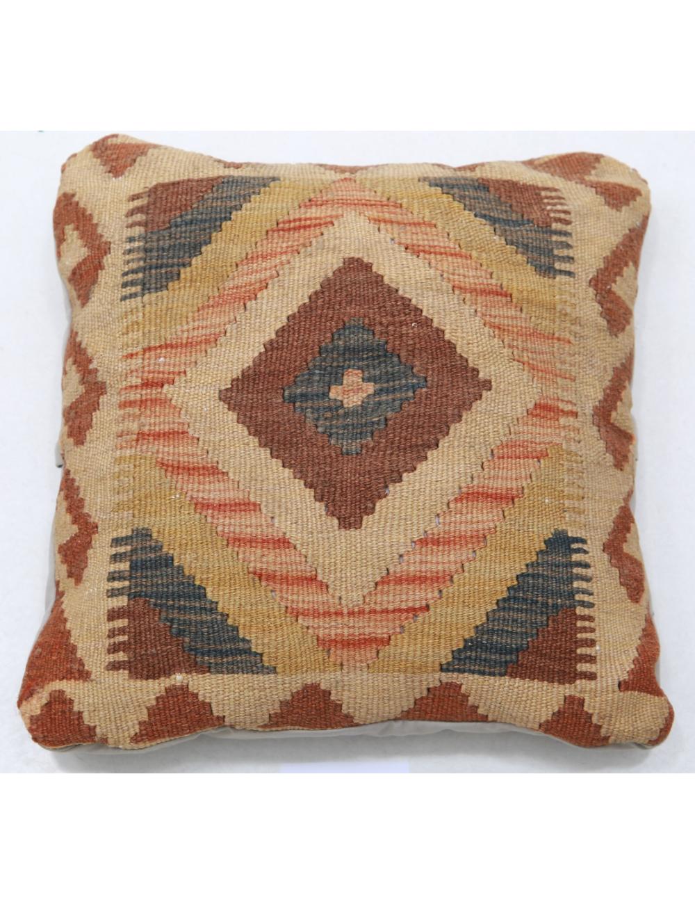 Hand Woven Tribal Multi Color Geometric Wool Pillow - 1&#39;5&#39;&#39; x 1&#39;5&#39;&#39; Arteverk Arteverk Rugs