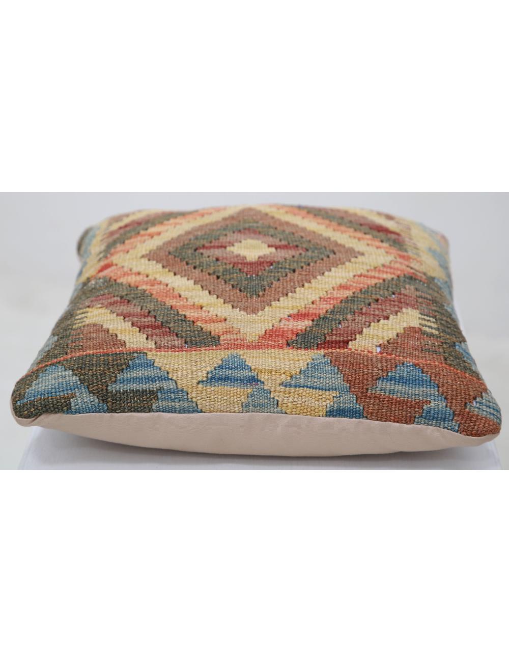 Hand Woven Tribal Multi Color Geometric Wool Pillow - 1'5'' x 1'5'' Arteverk Arteverk Rugs