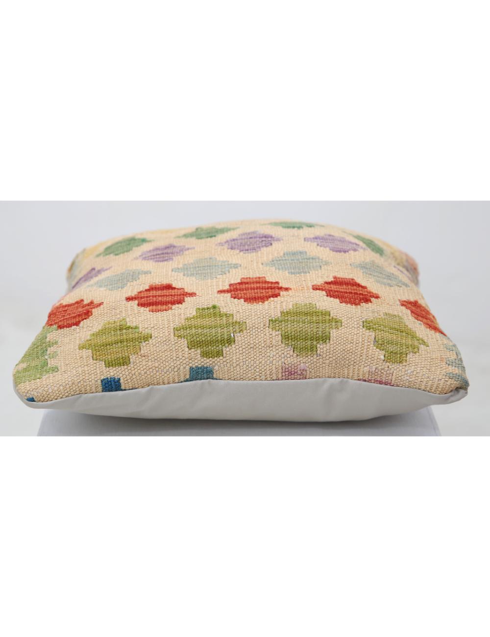 Hand Woven Tribal Multi Color Geometric Wool Pillow - 1'5'' x 1'5'' Arteverk Arteverk Rugs