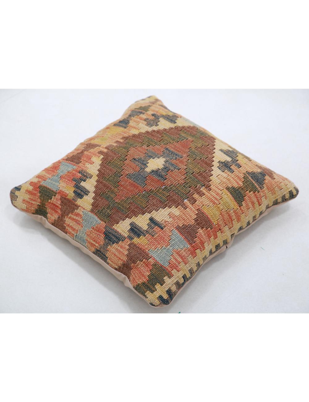 Hand Woven Tribal Multi Color Geometric Wool Pillow - 1'5'' x 1'5'' Arteverk Arteverk Rugs