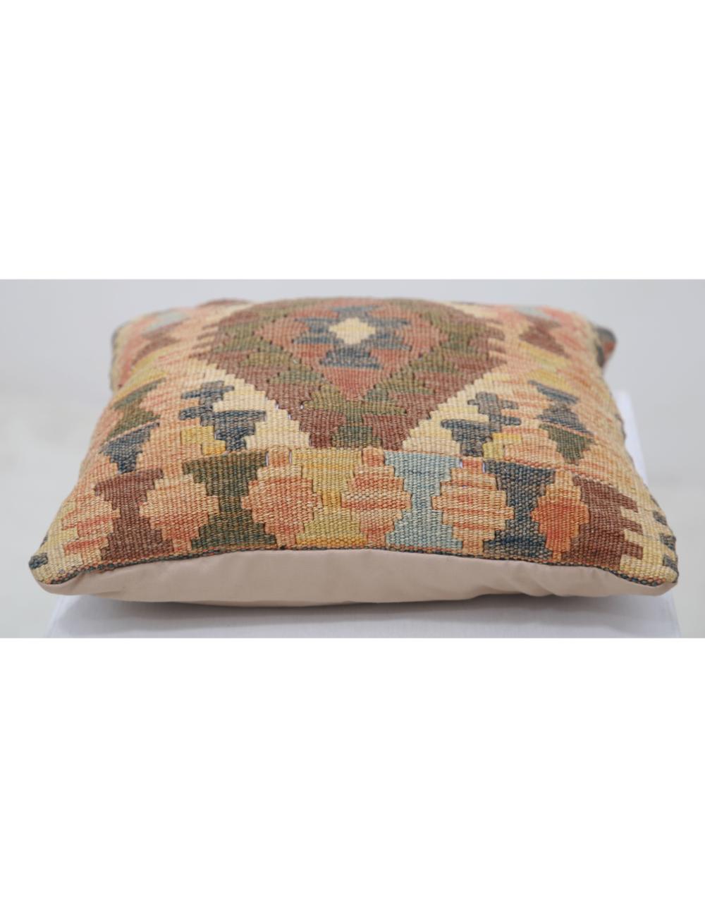 Hand Woven Tribal Multi Color Geometric Wool Pillow - 1'5'' x 1'5'' Arteverk Arteverk Rugs