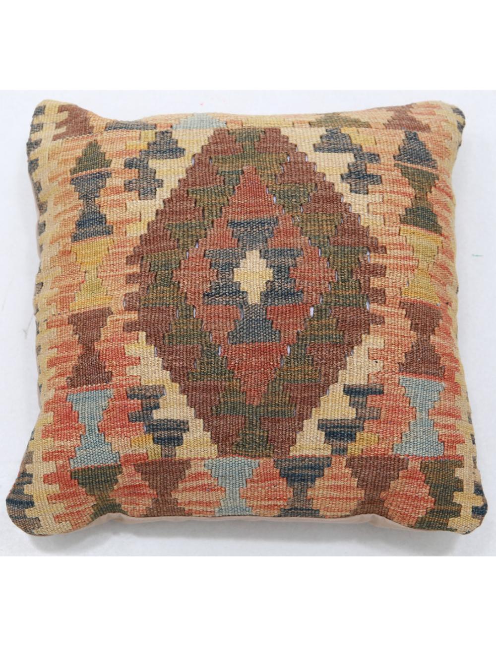 Hand Woven Tribal Multi Color Geometric Wool Pillow - 1&#39;5&#39;&#39; x 1&#39;5&#39;&#39; Arteverk Arteverk Rugs