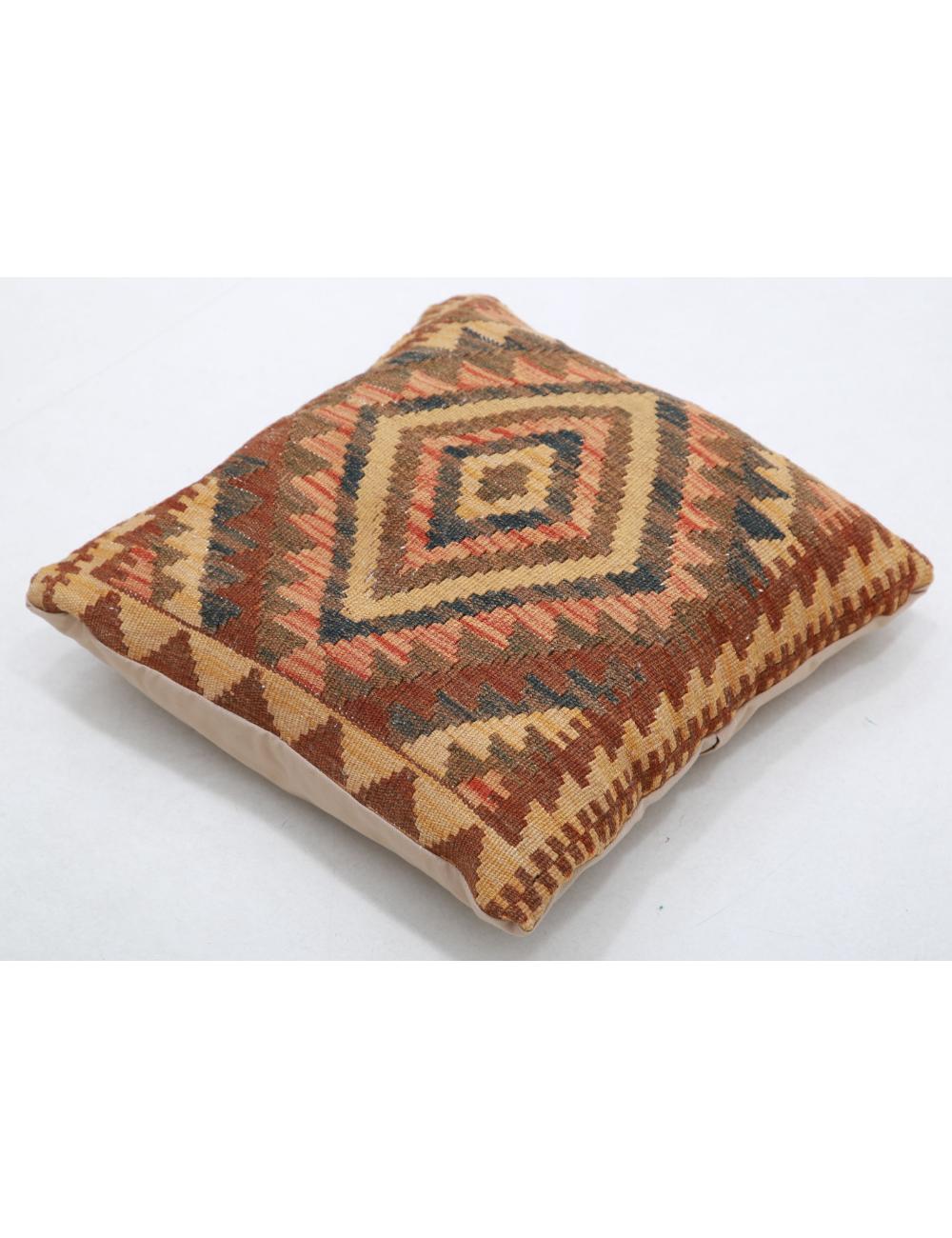 Hand Woven Tribal Multi Color Geometric Wool Pillow - 1'5'' x 1'5'' Arteverk Arteverk Rugs