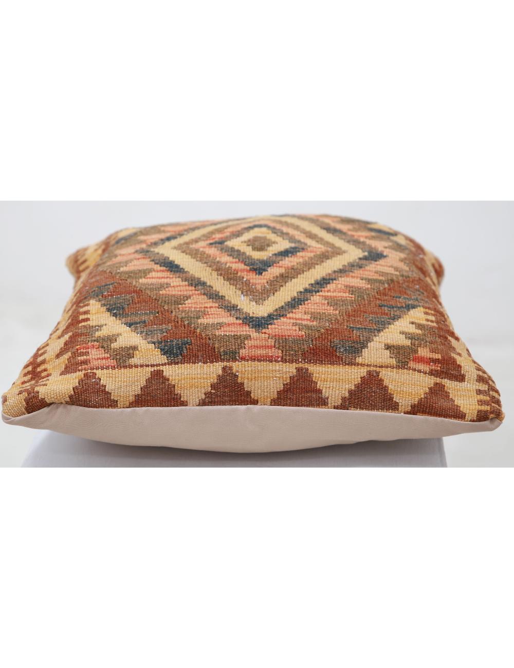 Hand Woven Tribal Multi Color Geometric Wool Pillow - 1'5'' x 1'5'' Arteverk Arteverk Rugs