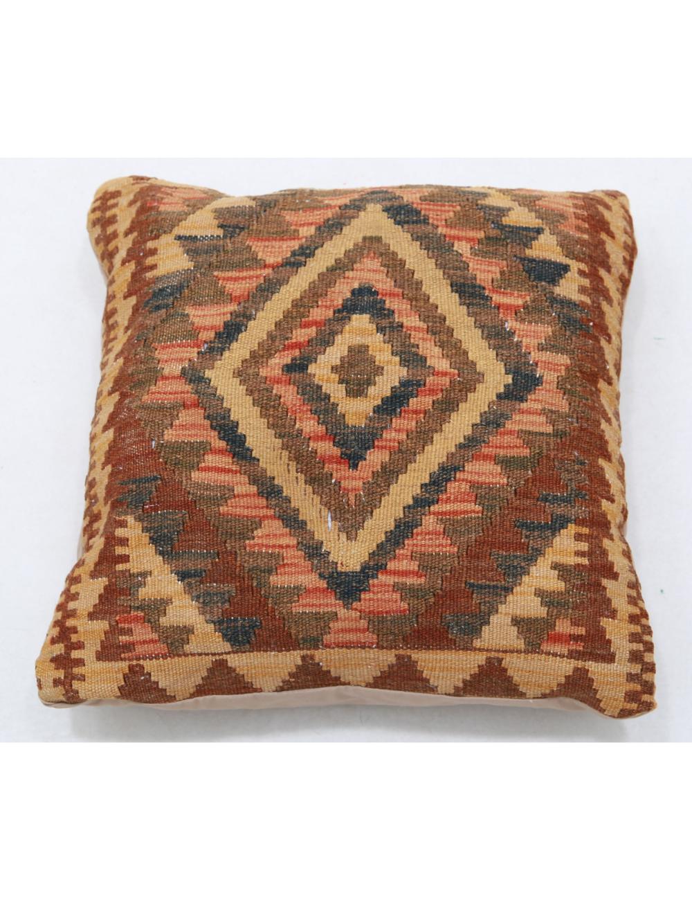 Hand Woven Tribal Multi Color Geometric Wool Pillow - 1&#39;5&#39;&#39; x 1&#39;5&#39;&#39; Arteverk Arteverk Rugs