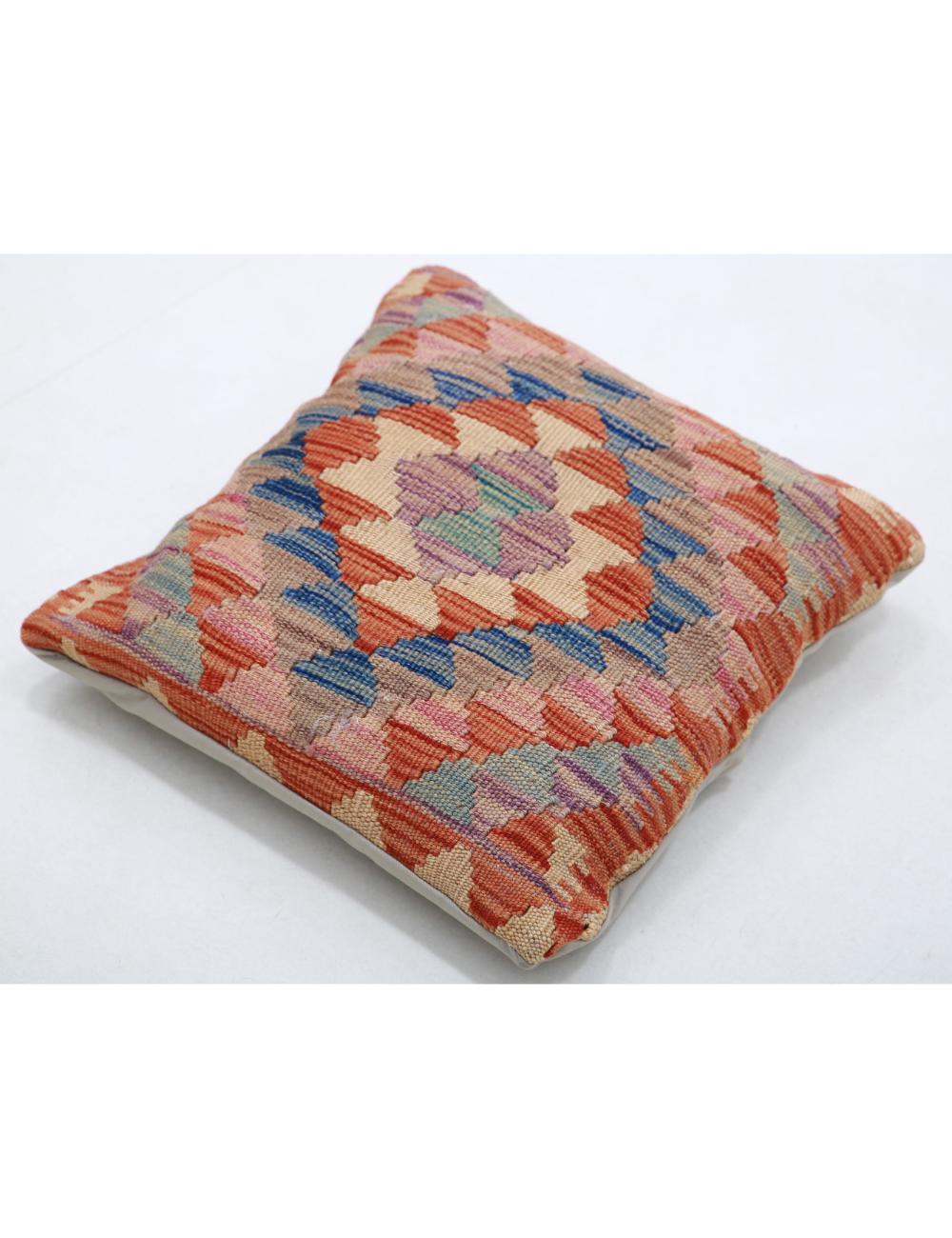 Hand Woven Tribal Multi Color Geometric Wool Pillow - 1'5'' x 1'5'' Arteverk Arteverk Rugs