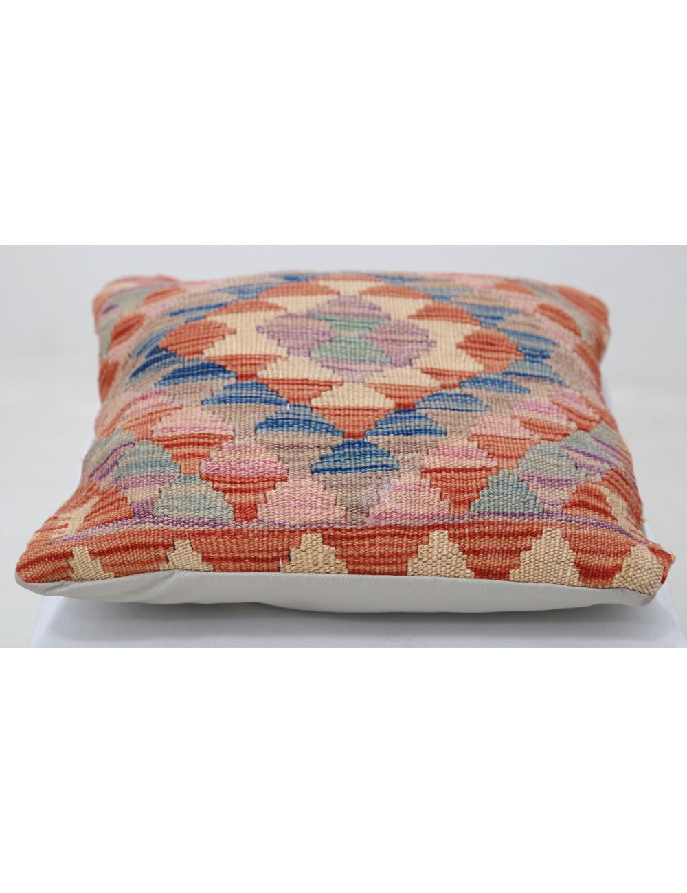 Hand Woven Tribal Multi Color Geometric Wool Pillow - 1'5'' x 1'5'' Arteverk Arteverk Rugs