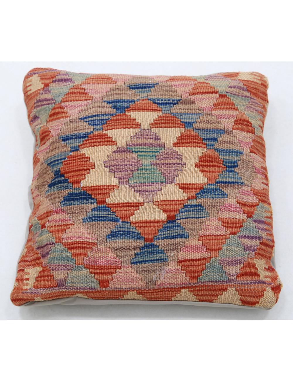 Hand Woven Tribal Multi Color Geometric Wool Pillow - 1&#39;5&#39;&#39; x 1&#39;5&#39;&#39; Arteverk Arteverk Rugs