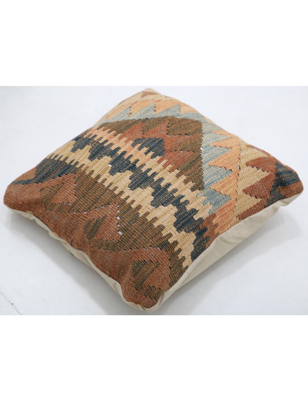 Hand Woven Tribal Multi Color Geometric Wool Pillow - 1'5'' x 1'5'' Arteverk Arteverk Rugs