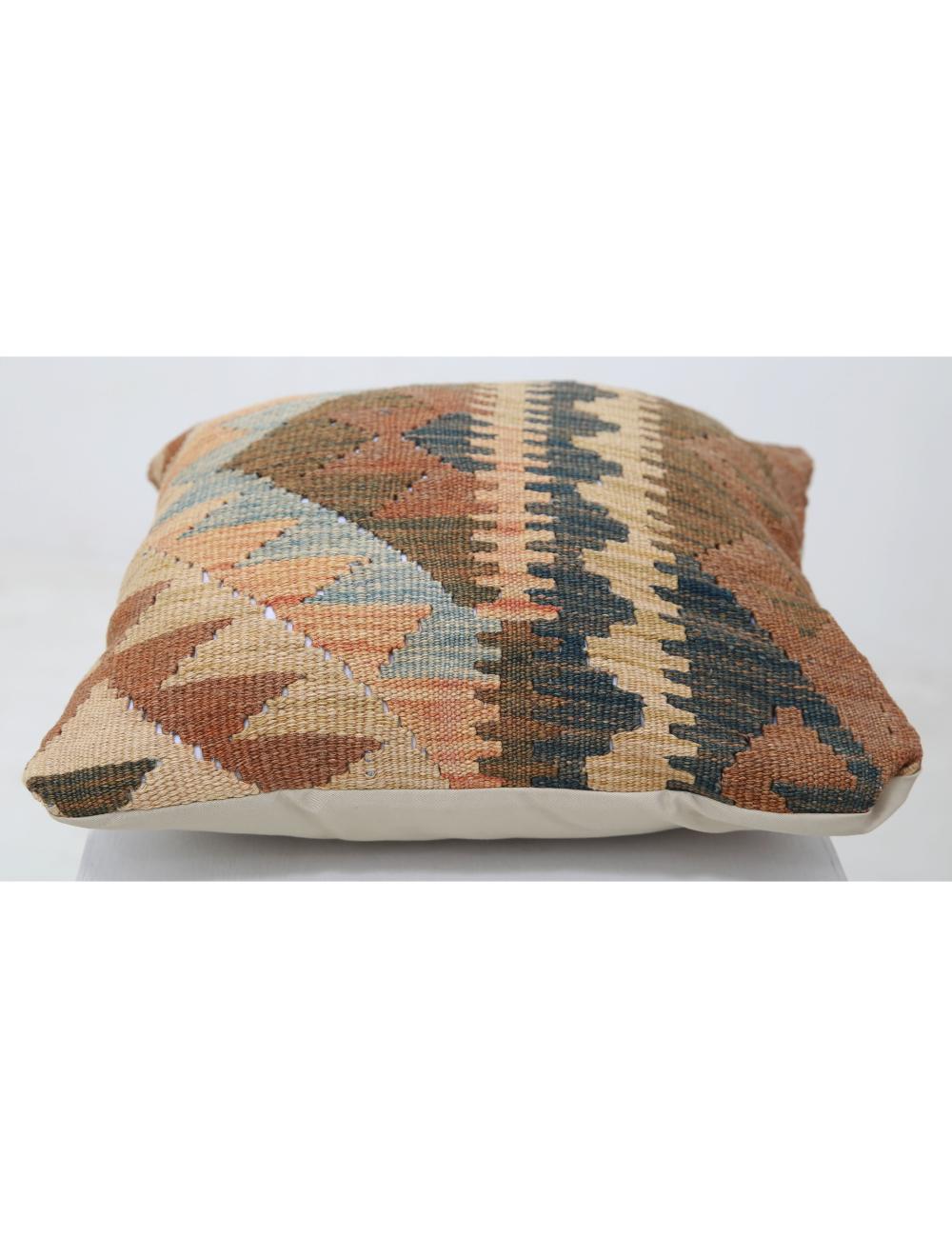 Hand Woven Tribal Multi Color Geometric Wool Pillow - 1'5'' x 1'5'' Arteverk Arteverk Rugs