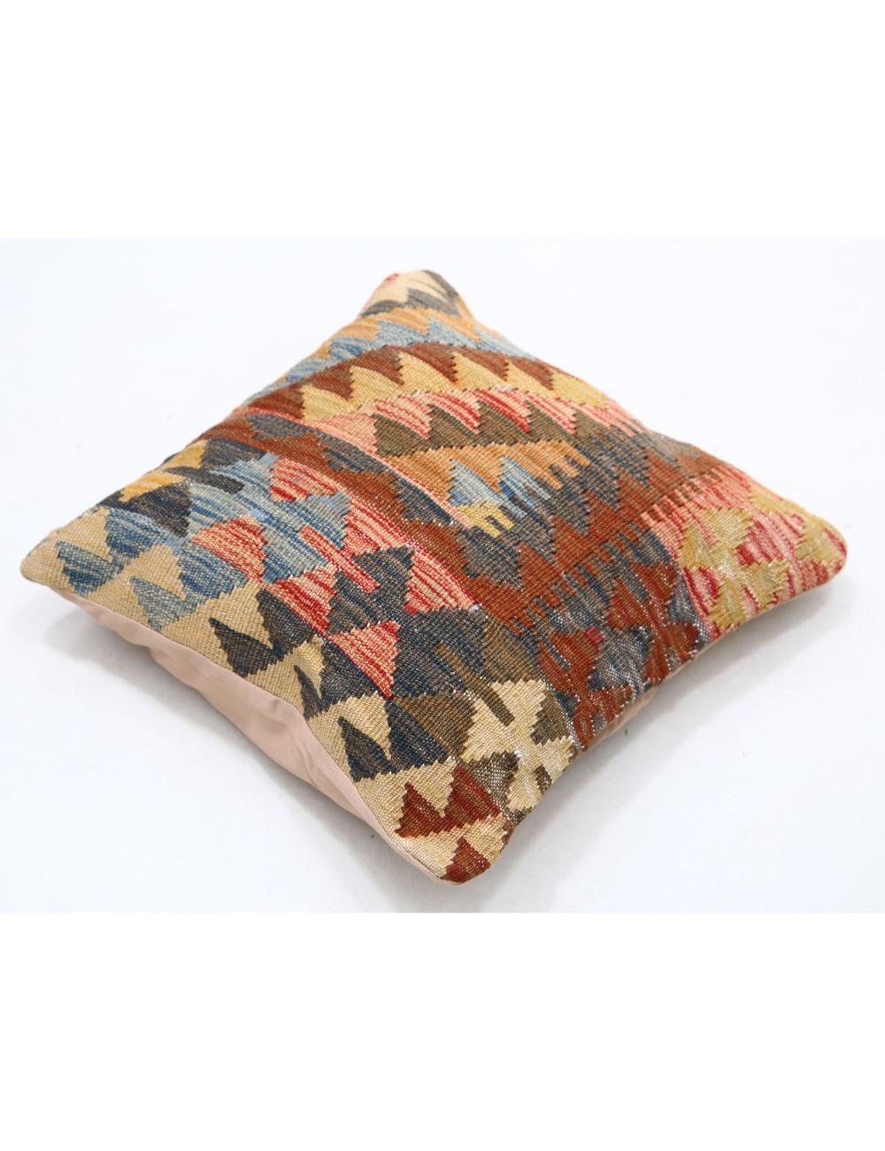 Hand Woven Tribal Multi Color Geometric Wool Pillow - 1'5'' x 1'5'' Arteverk Arteverk Rugs