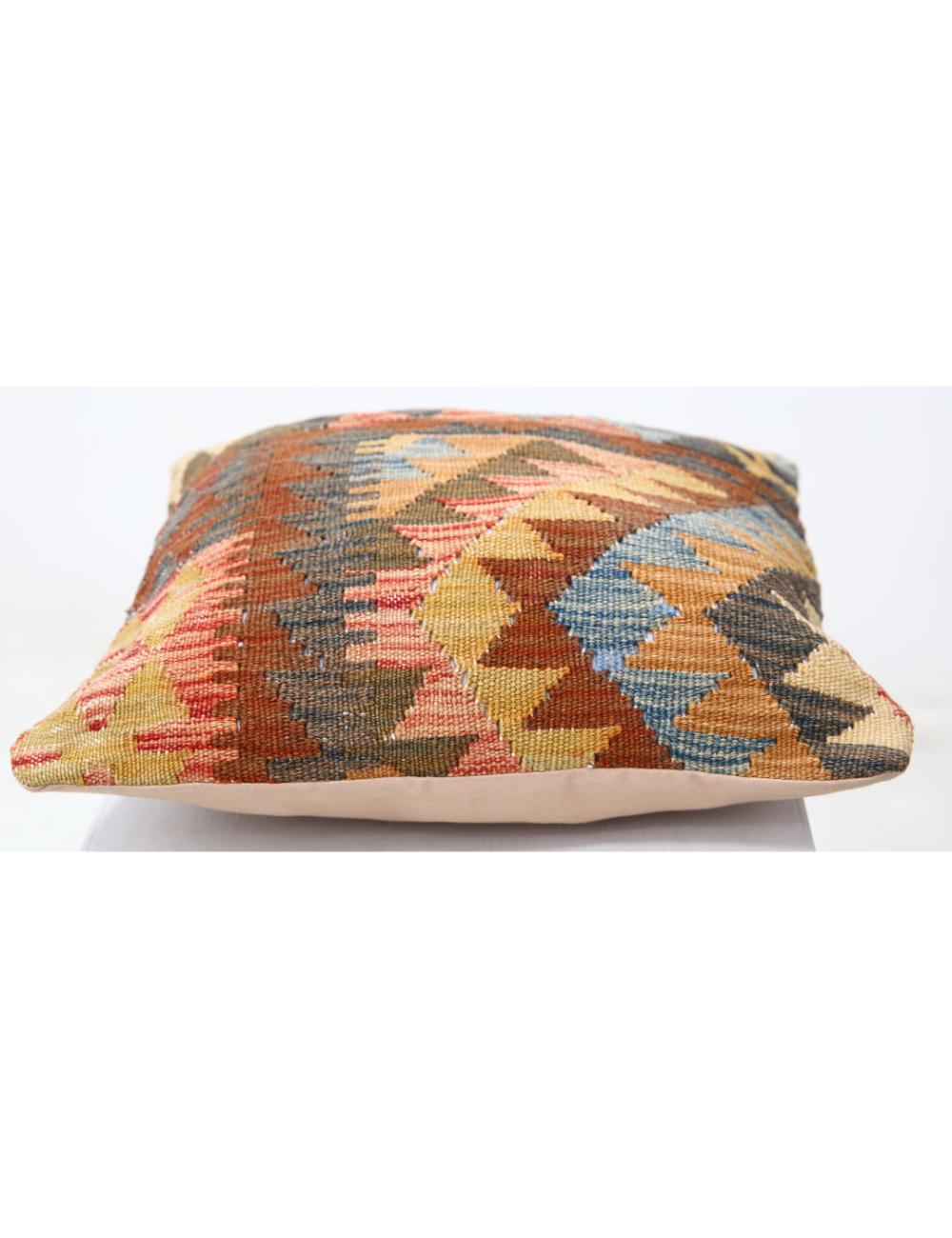 Hand Woven Tribal Multi Color Geometric Wool Pillow - 1'5'' x 1'5'' Arteverk Arteverk Rugs