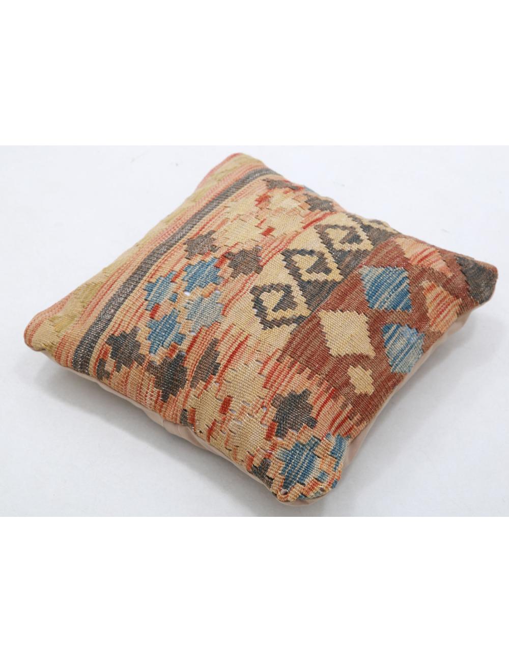 Hand Woven Tribal Multi Color Geometric Wool Pillow - 1'5'' x 1'5'' Arteverk Arteverk Rugs