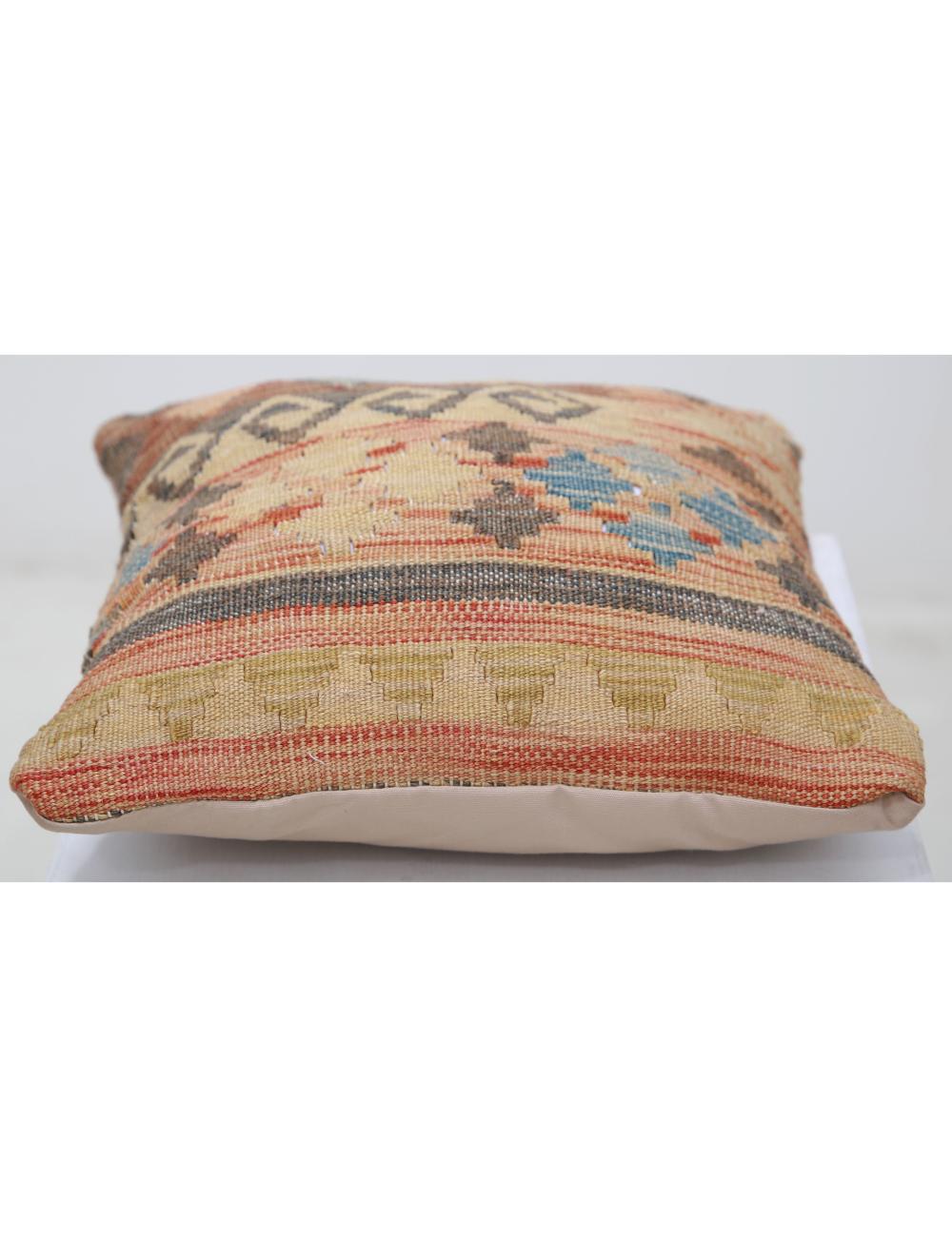 Hand Woven Tribal Multi Color Geometric Wool Pillow - 1'5'' x 1'5'' Arteverk Arteverk Rugs