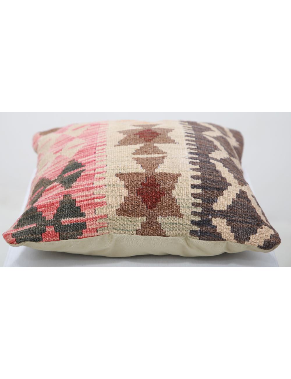 Hand Woven Tribal Multi Color Geometric Wool Pillow - 1'5'' x 1'5'' Arteverk Arteverk Rugs