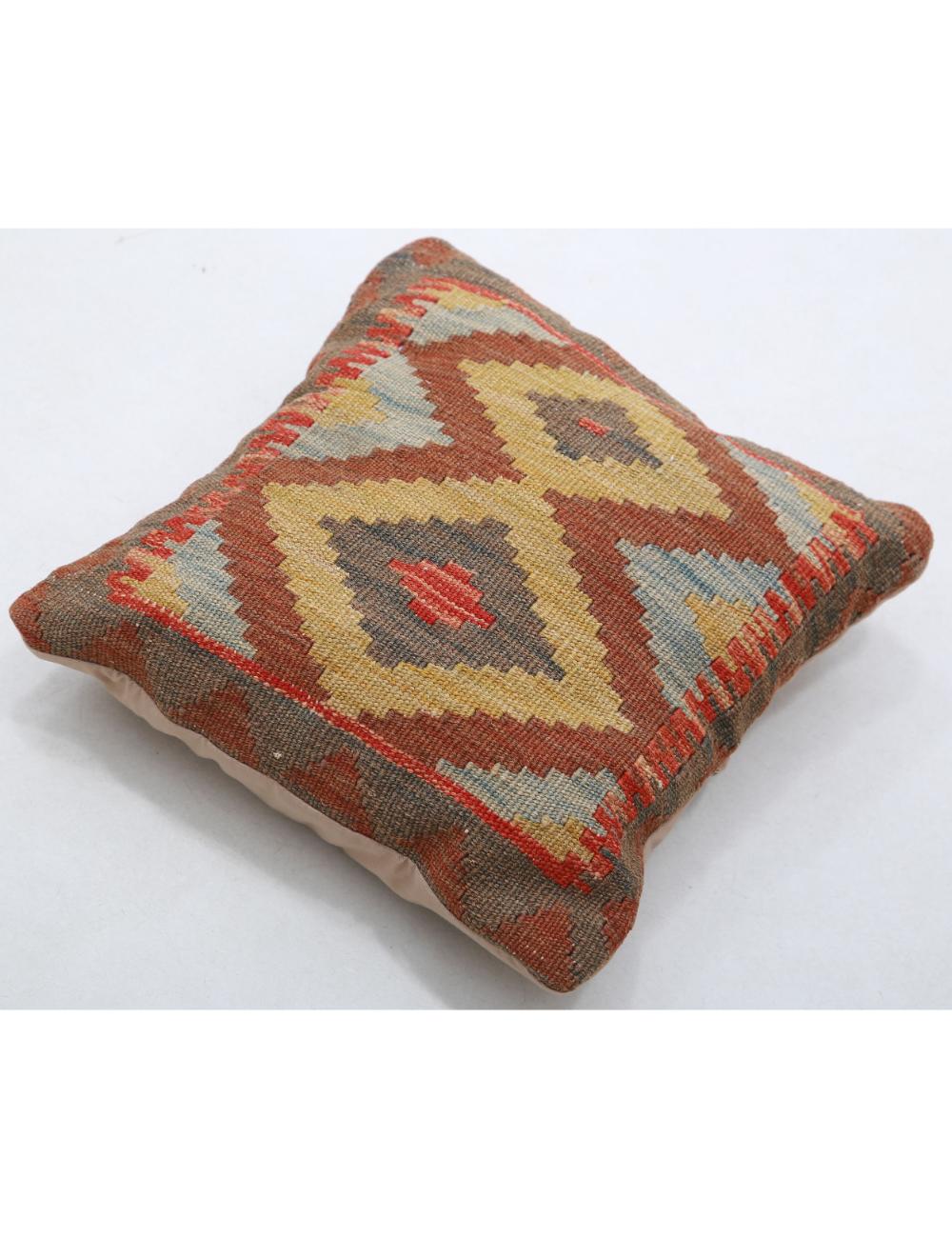 Hand Woven Tribal Multi Color Geometric Wool Pillow - 1'5'' x 1'5'' Arteverk Arteverk Rugs